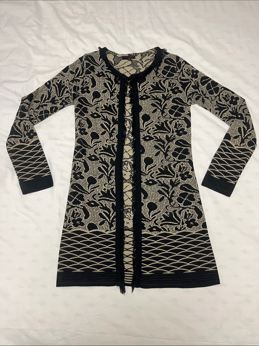 Italian made Gottardi Women’s Black and Tan Cardigan. Sz Medium
